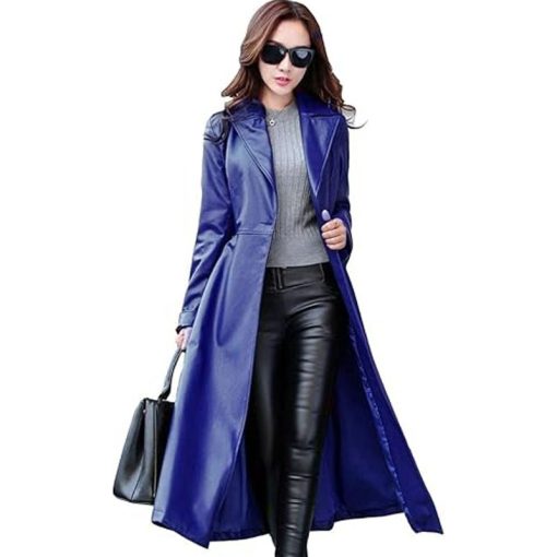 Women's Lambskin Leather Trench Jacket Over Coat