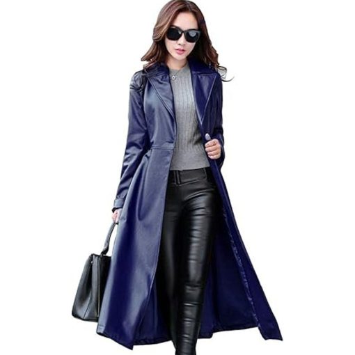 Women's Lambskin Leather Trench Jacket Over Coat