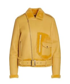 Women’s Orange Shearling Leather Jacket