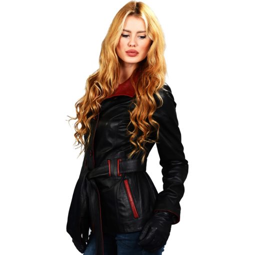 Women’s Real Black Leather Classic Jacket - Image 3