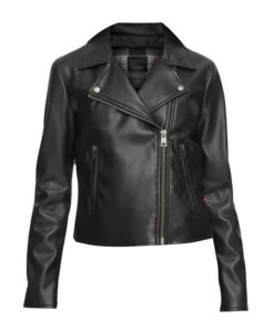 Womens Real Leather Biker Jacket