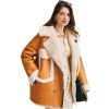 Womens Shearling Sheepskin Aviator Coat