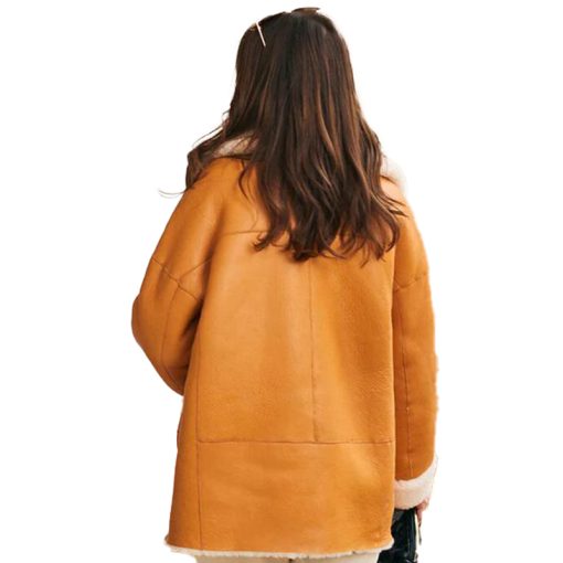 Women's Shearling Sheepskin Aviator Coat - Image 5