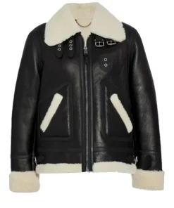 Womens-black-leather-ivory-shearling-jacket-