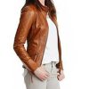 Women's stylish English Tan leather jacket