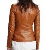 Women's stylish English Tan leather jacket