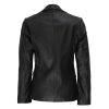 Women's Two Button Black Leather Blazer Jacket