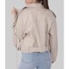 Women's Cream Biker Leather Jacket