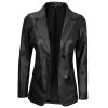 Women's Two-Button Real Leather Blazer