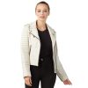 Women’s Real Beige Leather Sports Jacket