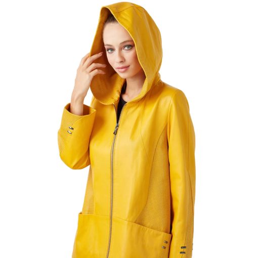 Women’s Real Mustard Yellow Leather Coat