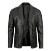 Elton Men's Quilted Black Real Leather Blazer