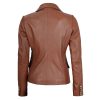 Women's Double Breasted Brown Leather Blazer Jacket