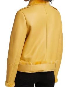 Women’s Orange Shearling Leather Jacket