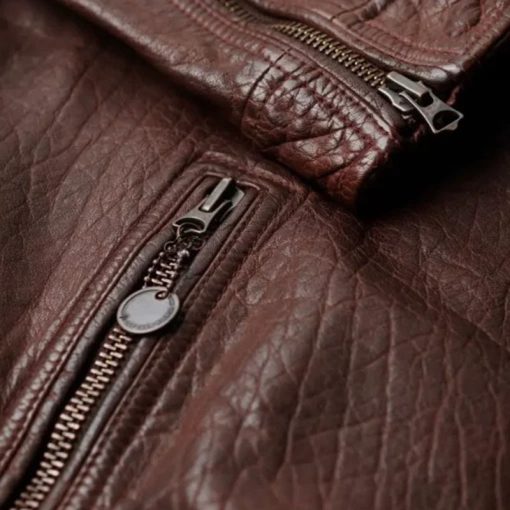 Men's Vintage 70s Cracked Brown Real Leather Jacket - Image 3