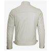Mens Quilted Shoulder Off White Leather Jacket
