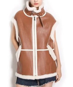 Womens-Long-Shearling-Leather-Vest