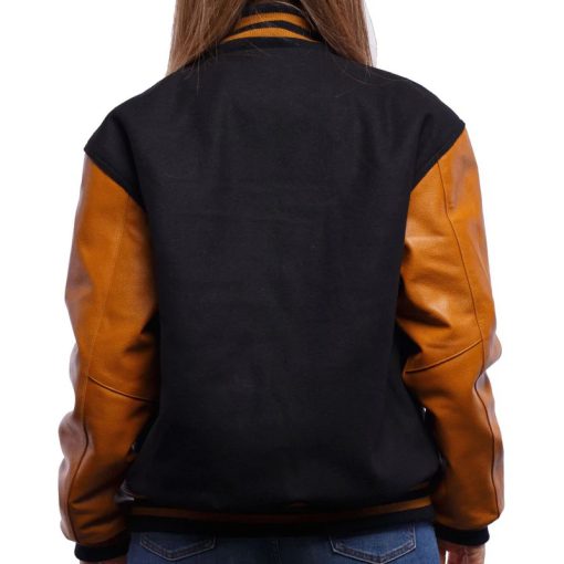 Women's Bomber Varsity Leather Jacket - Image 4