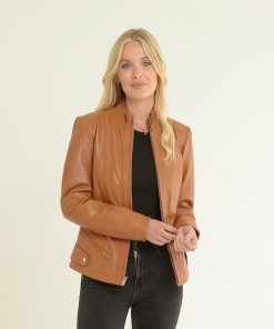 Women's Leather Jacket Tan