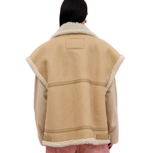 Womens-Oversized-Shearling-Leather-Vest - Image 2