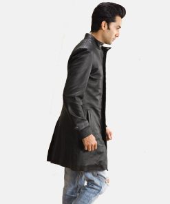 Midlander Quilted Black Leather Coat