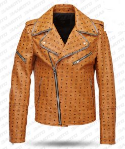 Mcm Visetos Biker Leather Jacket