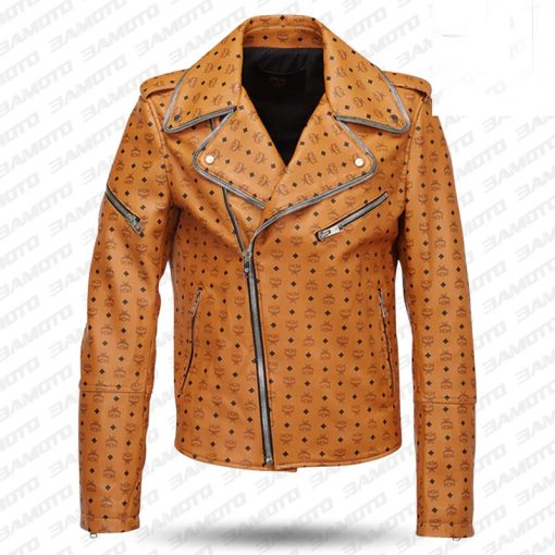 Mcm Visetos Biker Leather Jacket