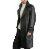 Men's Belted Double Breasted Black Leather Trench Coat