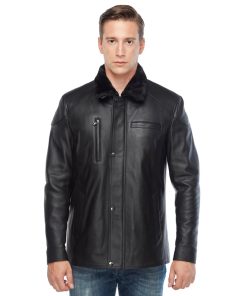 Men’s Real Black Leather Shearling Jacket
