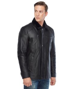 Men’s Real Black Leather Shearling Jacket
