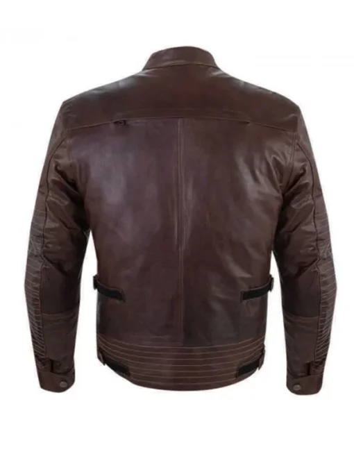 Men’s Classic Brown Leather Biker Jacket - Image 2