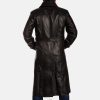 Hooligan Black Leather Trench Coat