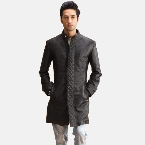 Midlander Quilted Black Leather Coat