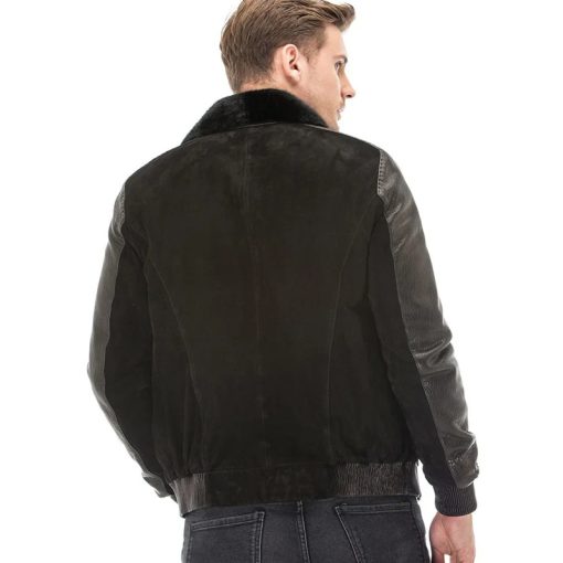 Men’s Real Black Leather Jumbo Suede Jacket
