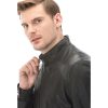 Men’s Real Black Leather Square Printed Vegetal Jacket
