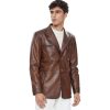 Men’s Real Brown Leather Blazer Coat