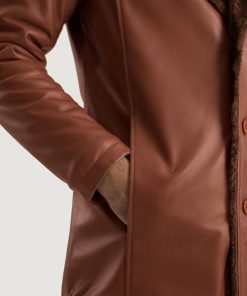 Cinnamon Brown Leather Fur Coat