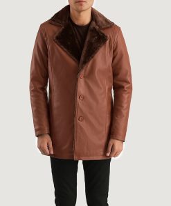 Cinnamon Brown Leather Fur Coat