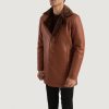 Cinnamon Brown Leather Fur Coat
