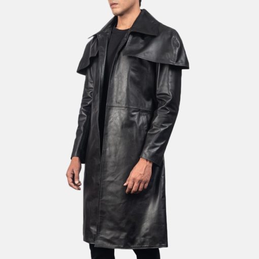 Classic Black Leather Duster
