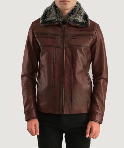 Evan Hart Fur Brown Leather Jacket