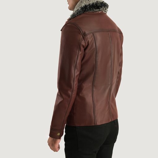 Evan Hart Fur Brown Leather Jacket - Image 5