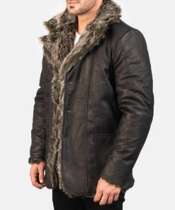 Furlong Black Leather Coat