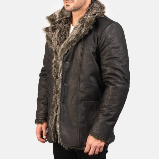 Furlong Black Leather Coat