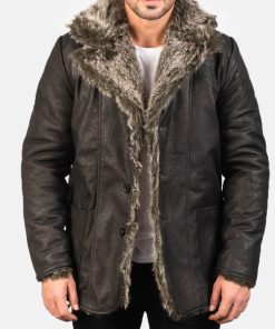 Furlong Black Leather Coat