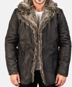 Furlong Black Leather Coat
