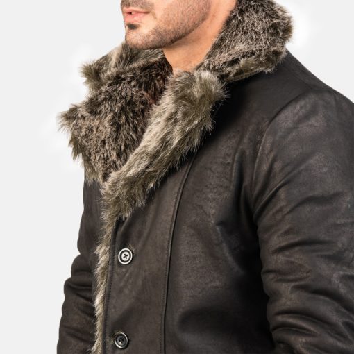 Furlong Black Leather Coat - Image 5