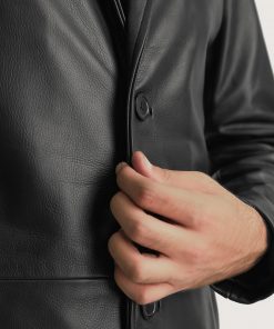 Mateo Brown Leather Single Breasted Coat