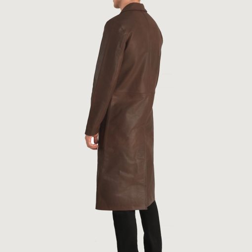 Mateo Brown Leather Single Breasted Coat - Image 11