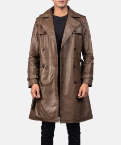 Royson Brown Leather Duster Coat